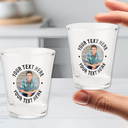 Personalisiertes Foto und Text Schnapsglas