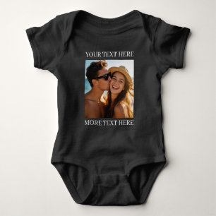Personalisiertes Foto und Text Schwarz Baby Strampler