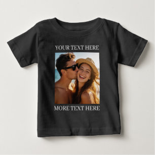Personalisiertes Foto- und Text-Schwarz Baby T-shirt