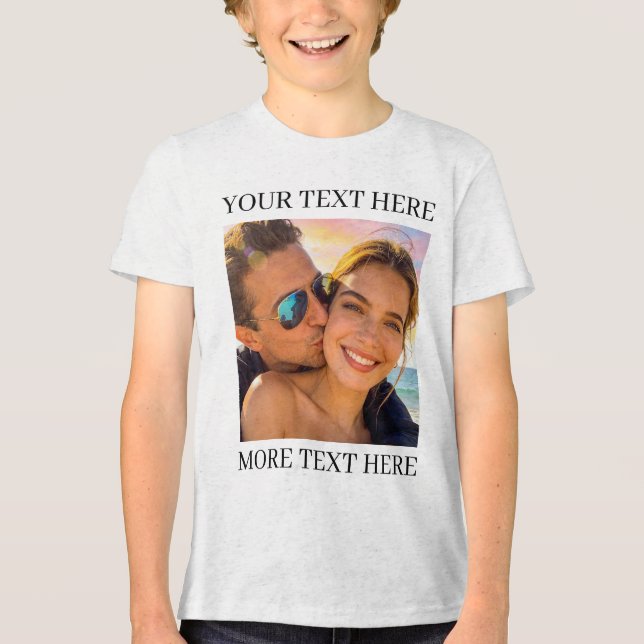 Personalisiertes Foto und Text Tri-Blend Shirt (Vorderseite)