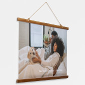 Personalisiertes Foto und Text Wandteppich Mit Holzrahmen (Gewinkelt)