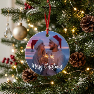 Personalisiertes Foto- und Text-Weihnachten 2025 B Ornament Aus Metall