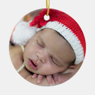 Personalisiertes Foto- und Text-Weihnachtsgeschenk Keramik Ornament