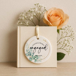 Personalisiertes Foto und Text zur Verlobung  Keramik Ornament