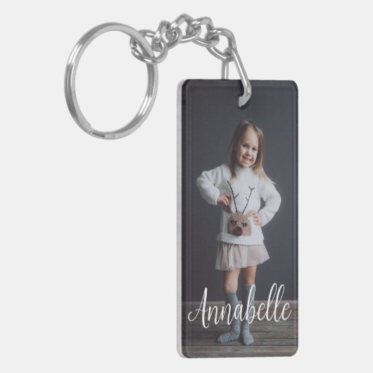 Personalisiertes Foto und Text zweiseitig Schlüsselanhänger (Vorderseite links)