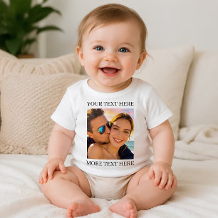 Personalisiertes Foto- und Textdesign Baby T-shirt