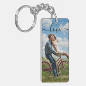 Personalisiertes Foto- und Textfoto-Collage Schlüsselanhänger (Vorderseite links)