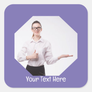 Personalisiertes Foto und Textrahmen Quadratischer Aufkleber