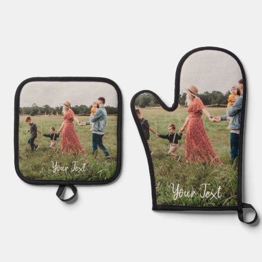 Personalisiertes Foto und Vorlage für benutzerdefi Ofenhandschuh & Topflappen-Set (Vorderseite)