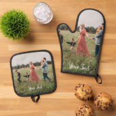 Personalisiertes Foto und Vorlage für benutzerdefi Ofenhandschuh & Topflappen-Set (Oben Unten)