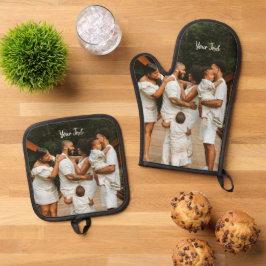 Personalisiertes Foto und Vorlage für benutzerdefi Ofenhandschuh & Topflappen-Set