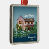 Personalisiertes Foto Unsere erste Zuhause Weihnac Ornament Aus Metall (Rechts)