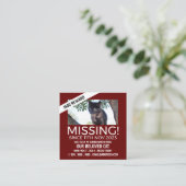 Personalisiertes Foto, Vermisst, verlorene Pet Car Quadratische Visitenkarte (Stehend Vorderseite)
