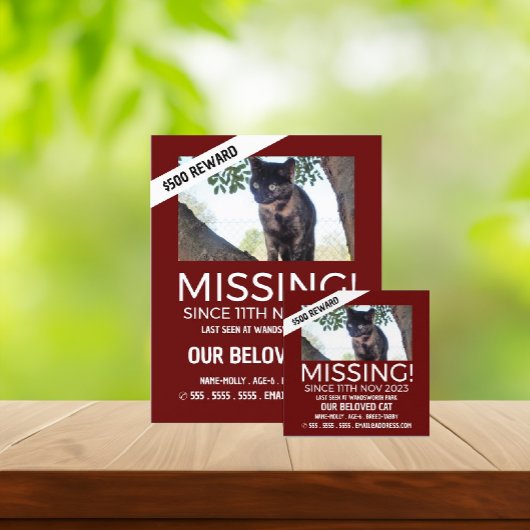 Personalisiertes Foto, Vermisst, verlorene Pet Car Quadratische Visitenkarte