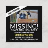 Personalisiertes Foto, Vermisst, verlorene Pet Car Quadratische Visitenkarte (Rückseite)