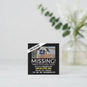 Personalisiertes Foto, Vermisst, verlorene Pet Car Quadratische Visitenkarte (Stehend Vorderseite)