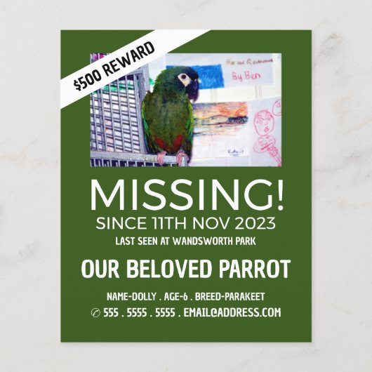 Personalisiertes Foto, Vermisst, verlorenes Hausti Flyer (Hinten)