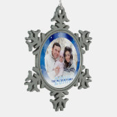 Personalisiertes Foto verziert | Zinn-Schneeflocke Schneeflocken Zinn-Ornament (Links)