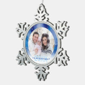 Personalisiertes Foto verziert | Zinn-Schneeflocke Schneeflocken Zinn-Ornament (Rechts)