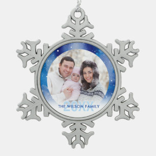 Personalisiertes Foto verziert   Zinn-Schneeflocke Schneeflocken Zinn-Ornament
