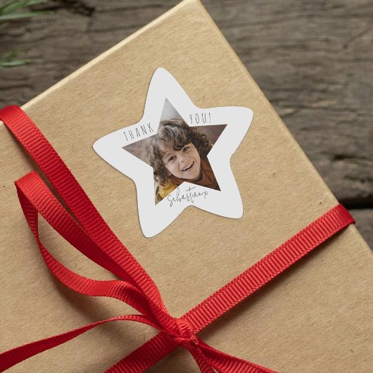 Personalisiertes Foto Vielen Dank Stern-Aufkleber