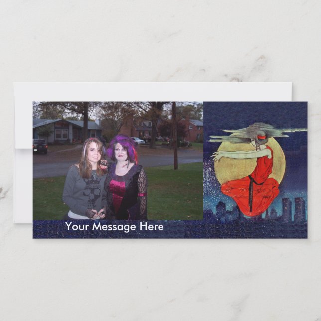 Personalisiertes Foto Vintag Hexenfrau Floating (Vorderseite)