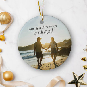 Personalisiertes Foto vom ersten Weihnachten als v Keramik Ornament