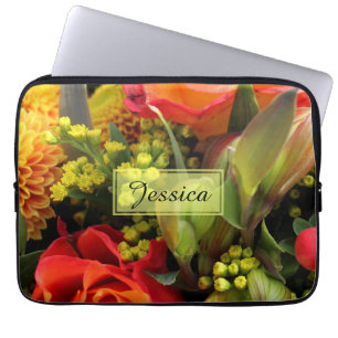 Personalisiertes Foto von einem Orangen-Blumenstra Laptopschutzhülle