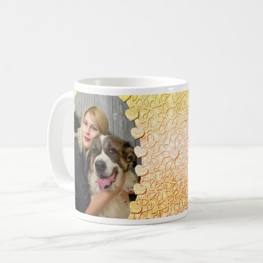 Personalisiertes Foto "Warme Herzen" Weihnachten Kaffeetasse (Vorderseite Links)