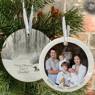 Personalisiertes Foto - Wasserfarbenbild vom Winte Keramik Ornament