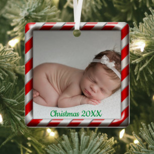Personalisiertes Foto Weihnachten 20XX Tree Trim Ornament Aus Metall