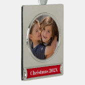 Personalisiertes Foto Weihnachten Banner-Ornament Silber (Rechts)