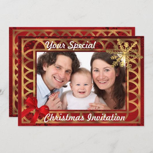 Personalisiertes Foto Weihnachten Einladung (Vorne/Hinten)