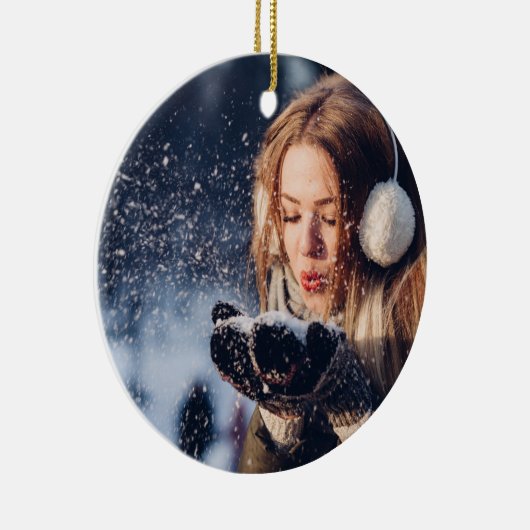 Personalisiertes Foto Weihnachten Keramik Ornament (Rechts)