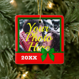 Personalisiertes Foto Weihnachten Keramikornament