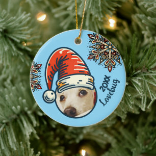 Personalisiertes Foto Weihnachten und Schneeflocke Keramik Ornament