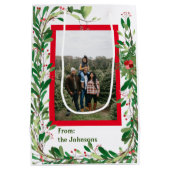 Personalisiertes Foto Weihnachts-Monogramm Mittlere Geschenktüte (Rückseite)