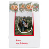 Personalisiertes Foto Weihnachts-Monogramm-Pin Mittlere Geschenktüte (Rückseite)