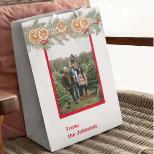 Personalisiertes Foto Weihnachts-Monogramm-Pin Mittlere Geschenktüte