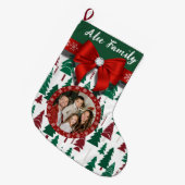 Personalisiertes Foto Weihnachtsbaum & Bow Großer Weihnachtsstrumpf (Vorderansicht (hängend))