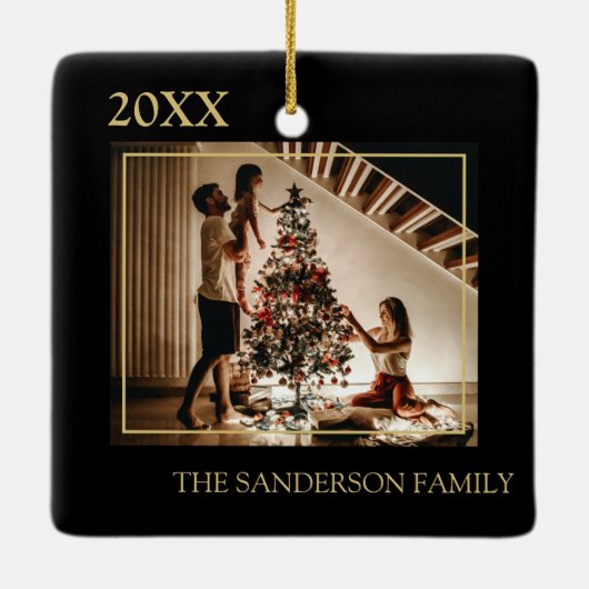 Personalisiertes Foto Weihnachtsbaum Keramikornament (Rückseite)