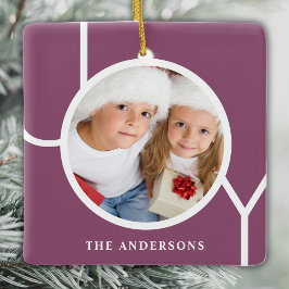 Personalisiertes Foto Weihnachtsfeiertag Lila Keramikornament