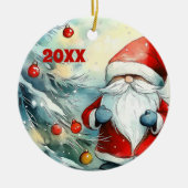 Personalisiertes Foto Weihnachtsgnome Keramik Ornament (Vorne)