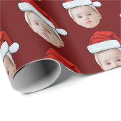 Personalisiertes Foto Weihnachtsmannmütze Weihnach Geschenkpapier (Rolleneckpunkt)