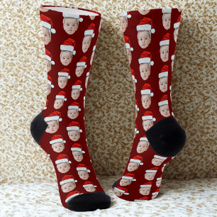 Personalisiertes Foto Weihnachtsmannmütze Weihnach Socken