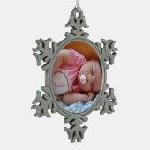 Personalisiertes Foto Weihnachtsschmuck Keepake Schneeflocken Zinn-Ornament (Links)