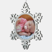 Personalisiertes Foto Weihnachtsschmuck Keepake Schneeflocken Zinn-Ornament (Rechts)