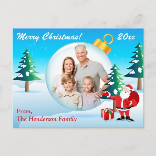 Personalisiertes FOTO Weihnachtsschmuck Postkarte (Vorderseite)