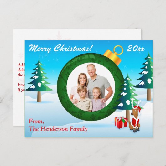Personalisiertes FOTO Weihnachtsschmuck Postkarte (Vorne/Hinten)