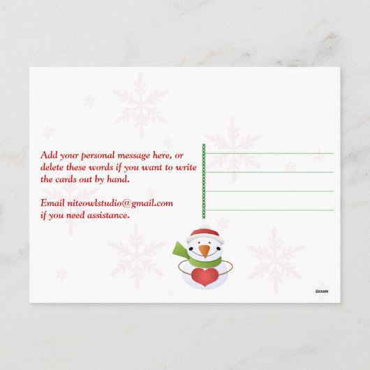 Personalisiertes FOTO Weihnachtsschmuck Postkarte (Rückseite)